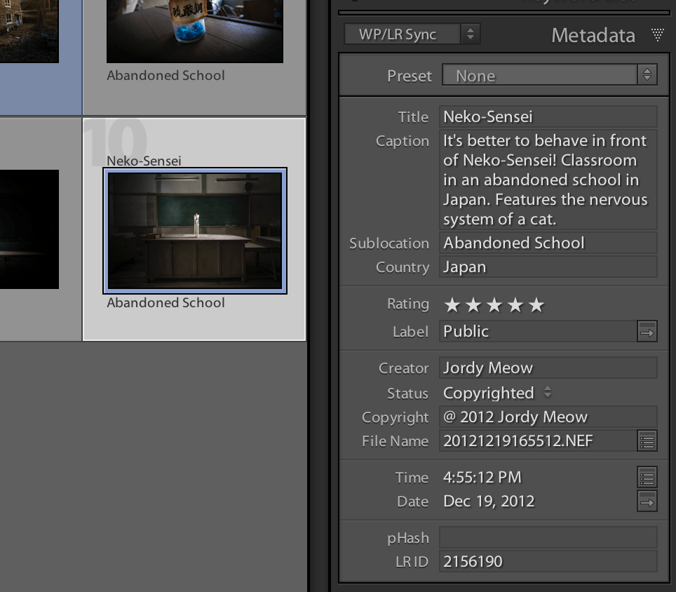 WP/LR Metadata